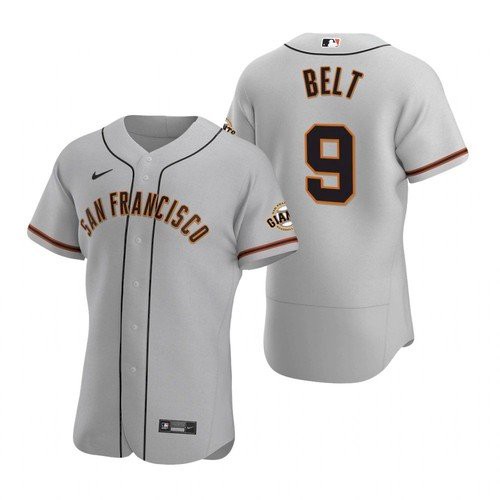 Men's San Francisco Giants #9 Brandon Belt Gray Road Jersey