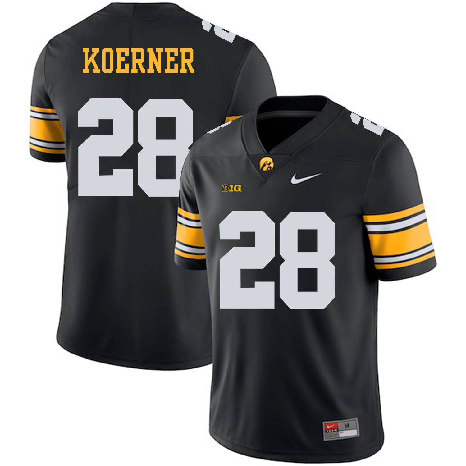 Iowa Hawkeyes 28 Jack Koerner Black College Football Jersey