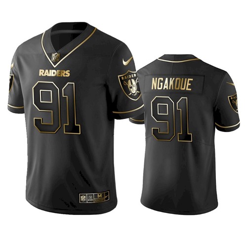 Men's Las Vegas Raiders #91 Yannick Ngakoue Black Golden Edition Jersey 