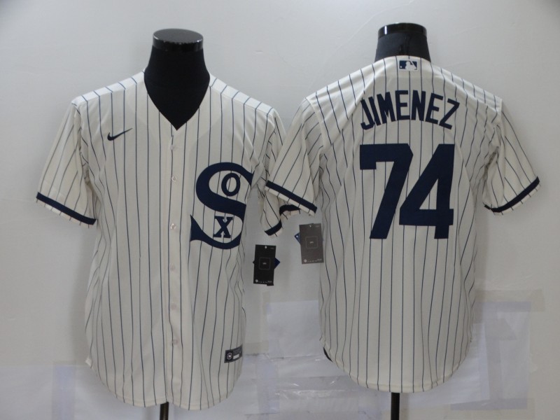 Men's Chicago White Sox #74 Eloy Jimenez 2021 Cream Field of Dreams Name Cool Base Stitched Nike Jersey