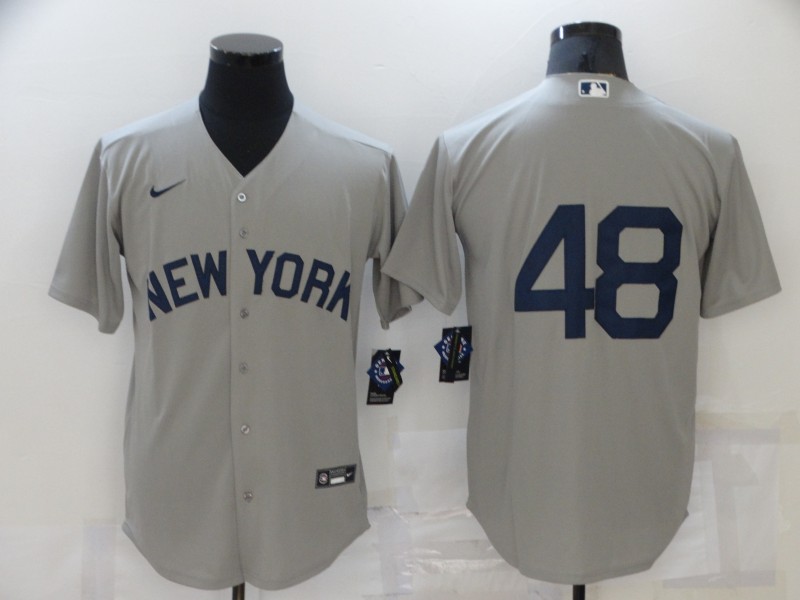 Men's New York Yankees #48 Anthony Rizzo 2021 Grey Field of Dreams Cool Base Stitched Baseball Jersey