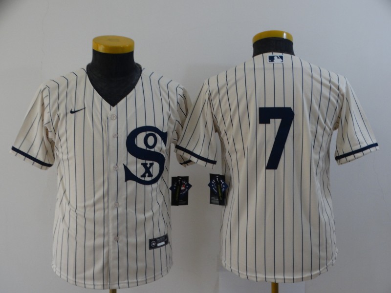 Youth Chicago White Sox #7 Tim Anderson 2021 Cream Field of Dreams Cool Base Stitched Nike Jersey