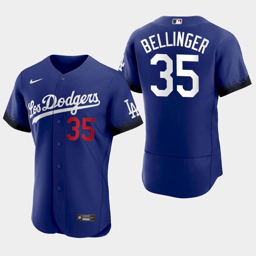 Men's Los Angeles Dodgers #35 Cody Bellinger Blue 2021 City Connect Flex Base Stitched Jersey