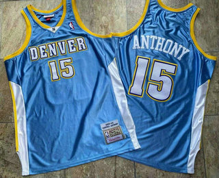 Men's Denver Nuggets #15 Carmelo Anthony Blue 2003-04 Hardwood Classics Soul AU Stitched NBA Throwback Jersey