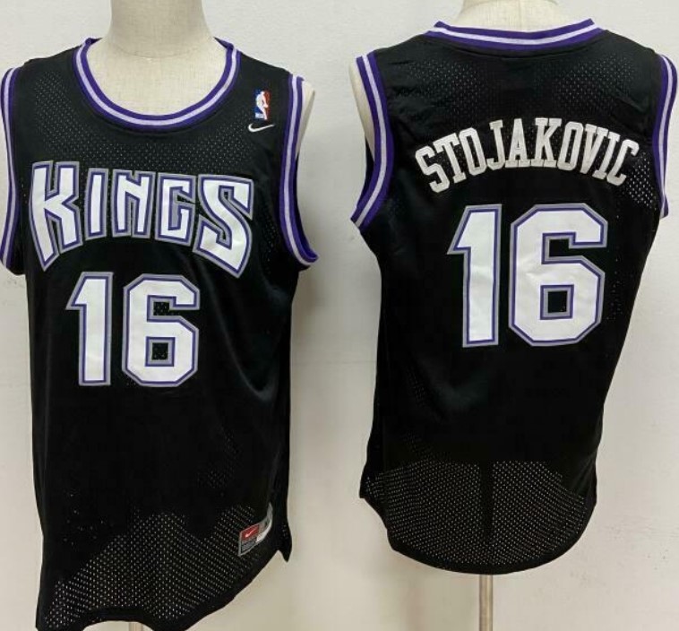 Men's Sacramento Kings #16 Peja Stojakovic Black Soul Swingman Jersey