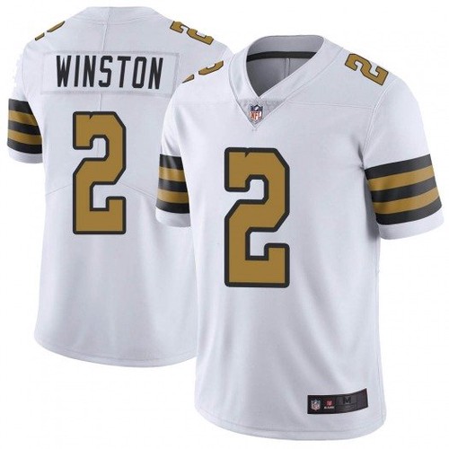 Men's New Orleans Saints #2 Jameis Winston White Color Rush Jersey