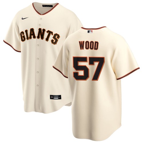 Men's San Francisco Giants #57 Alex Wood Cream Home Nike Jersey