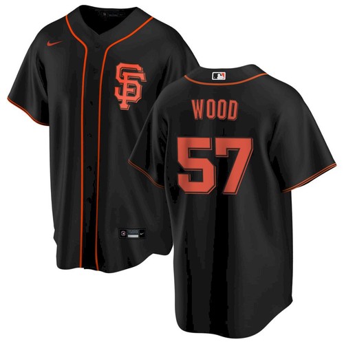 Men's San Francisco Giants #57 Alex Wood Black Alternate Nike Jersey