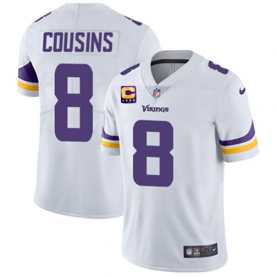 Men's Minnesota Vikings 2022 #8 Kirk Cousins White With 4-Star C Patch Vapor Untouchable Limited Stitched NFL Jersey