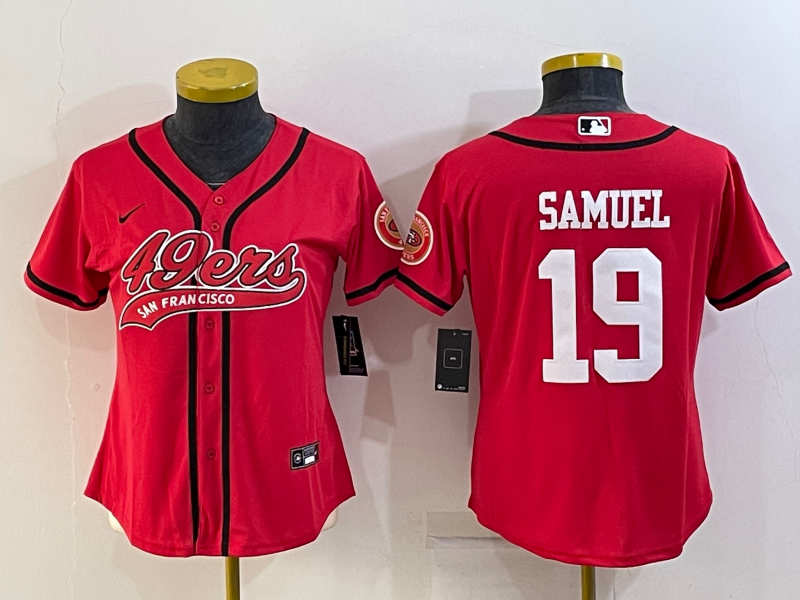 Women's San Francisco 49ers #19 Deebo Samuel Red With Patch Cool Base Stitched Baseball Jersey