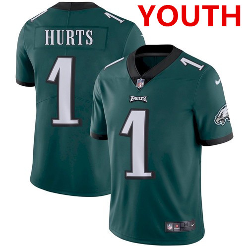 Youth Philadelphia Eagles #1 Jalen Hurts Green Vapor Untouchable Limited Stitched Jersey