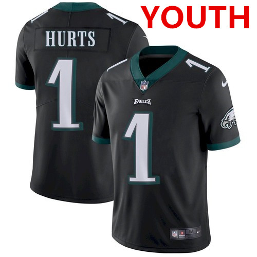 Youth Philadelphia Eagles #1 Jalen Hurts Black Vapor Untouchable Limited Stitched Jersey