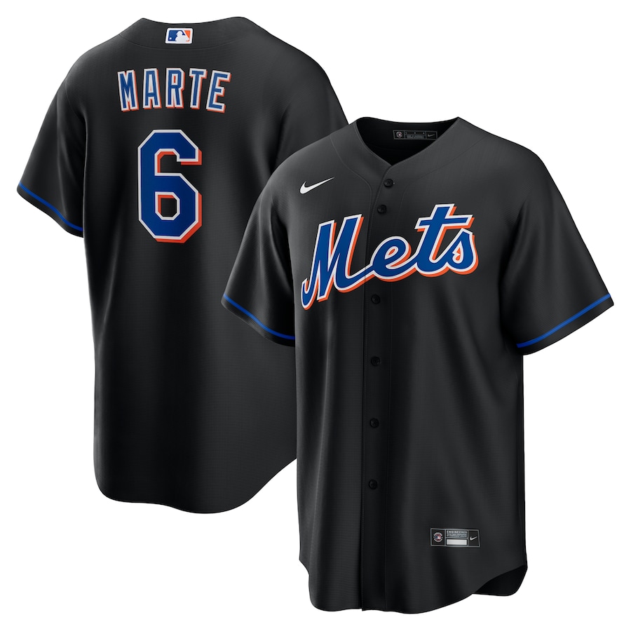 Men's New York Mets #6 Starling Marte Black Stitched Cool Base Nike Jersey