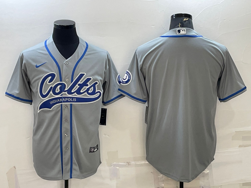 Men's Indianapolis Colts Blank Grey Cool Base Stitched Baseball Jersey