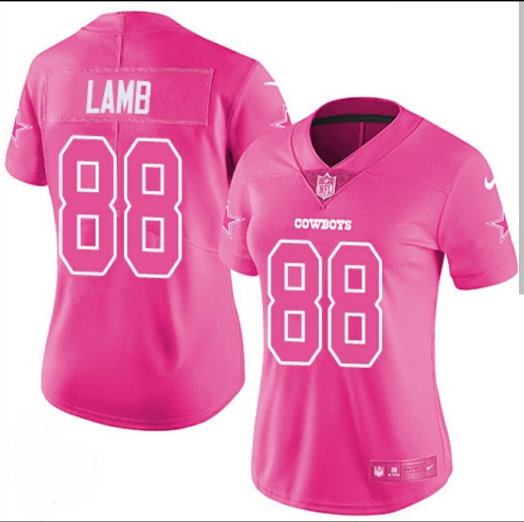 Women's NFL Dallas Cowboys #88 CeeDee Lamb Pink Limited Stitched Jersey(Run Small)