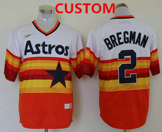 Men's Houston Astros Custom Orange Rainbow Cooperstown Stitched MLB Cool Base Nike Jersey