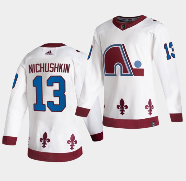 Men's Colorado Avalanche #13 Valeri Nichushkin 2020-21 White Reverse Retro Stitched Jersey