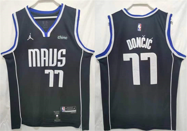 Men's Dallas Mavericks #77 Luka Doncic Black Stitched Jersey