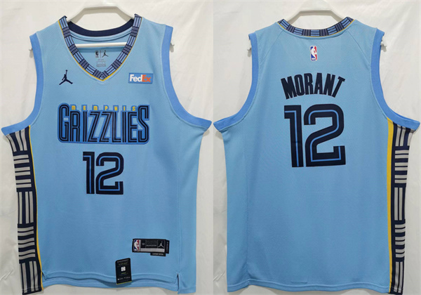 Men's Memphis Grizzlies #12 Ja Morant Blue Stitched Jersey