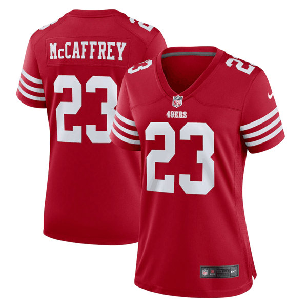 Womens NFL San Francisco 49ers #23 Christian McCaffrey Red Stitched Game Jersey(Run Small)