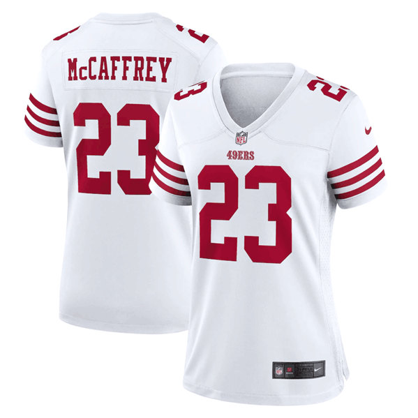 Women's NFL San Francisco 49ers #23 Christian McCaffrey White Stitched Game Jersey(Run Small)