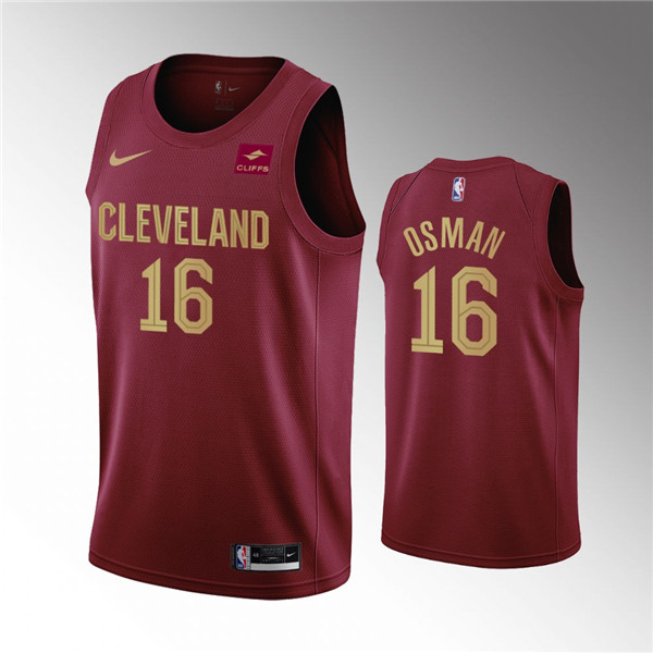 Men's Cleveland Cavaliers #16 Cedi Osman Wine Icon Edition Stitched Basketball Jersey