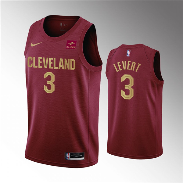 Men's Cleveland Cavaliers #3 Caris LeVert Wine Icon Edition Stitched Basketball Jersey