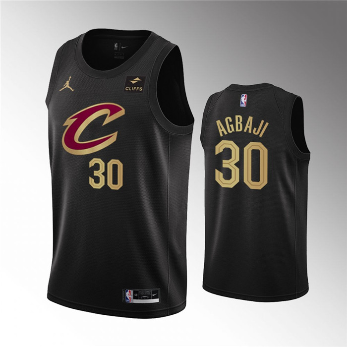 Men's Cleveland Cavaliers #30 Ochai Agbaji Black Statement Edition Stitched Basketball Jersey