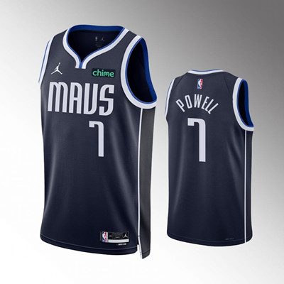 Men's Dallas Mavericks #7 Dwight Powell Navy Statement Edition Stitched Basketball Jersey