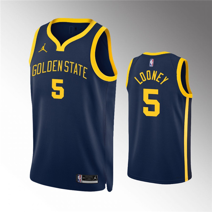 Men's Golden State Warriors #5 Kevon Looney Navy Statement EditionStitched Jersey