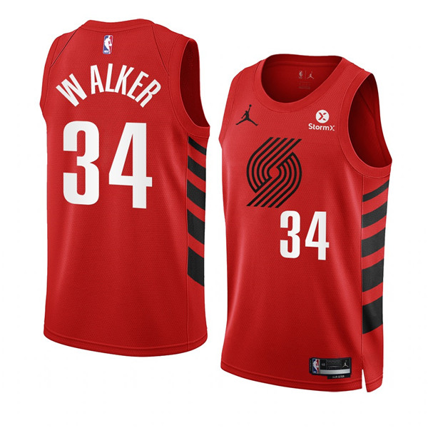 Men's Portland Trail Blazers #34 Jabari Walker 2022-23 Red Statement Edition Swingman Stitched Basketball Jersey