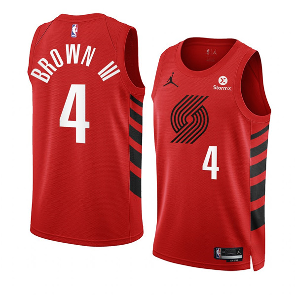 Men's Portland Trail Blazers #4 Greg Brown III 2022-23 Red Statement Edition Swingman Stitched Basketball Jersey