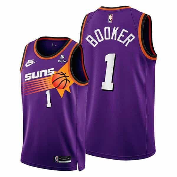 Men's Phoenix Suns #1 Devin Booker Purple Stitched Jersey