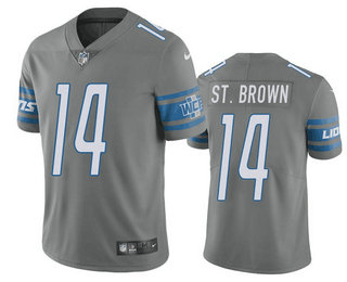 Men's Detroit Lions #14 Amon Ra St Brown Grey Vapor Untouchable Limited Stitched Jersey