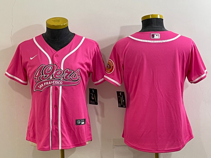 Women's San Francisco 49ers Blank Pink With Patch Cool Base Stitched Baseball Jersey