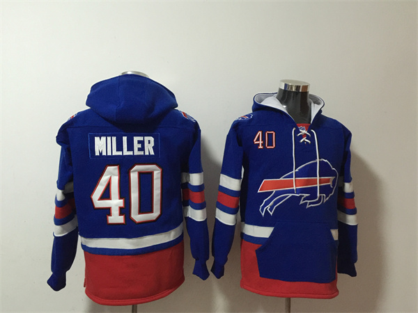 Men's Buffalo Bills #40 Von Miller Royal Ageless Must-Have Lace-Up Pullover Hoodie