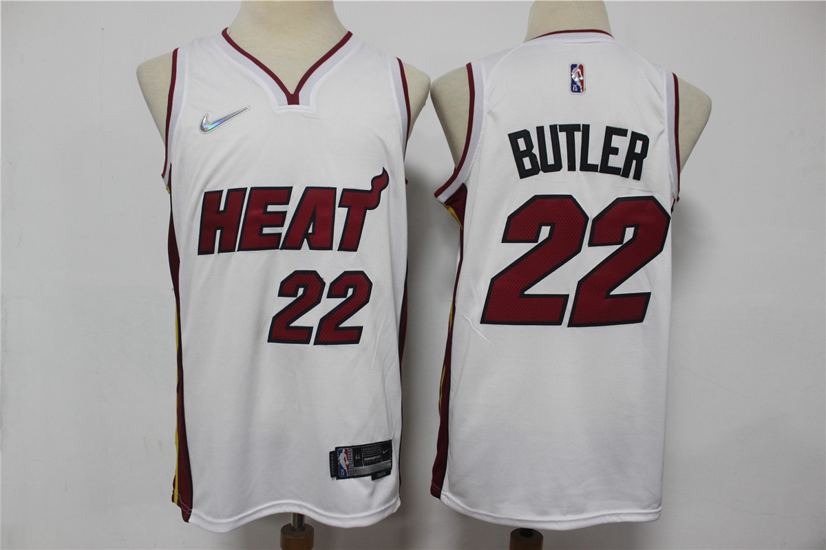 Men's Miami Heat #22 Jimmy Butler White 75th Anniversary Diamond 2021 Stitched Jersey