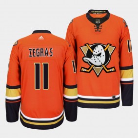 Men's Anaheim Ducks #11 Trevor Zegras Orange Authentic Adidas Jersey