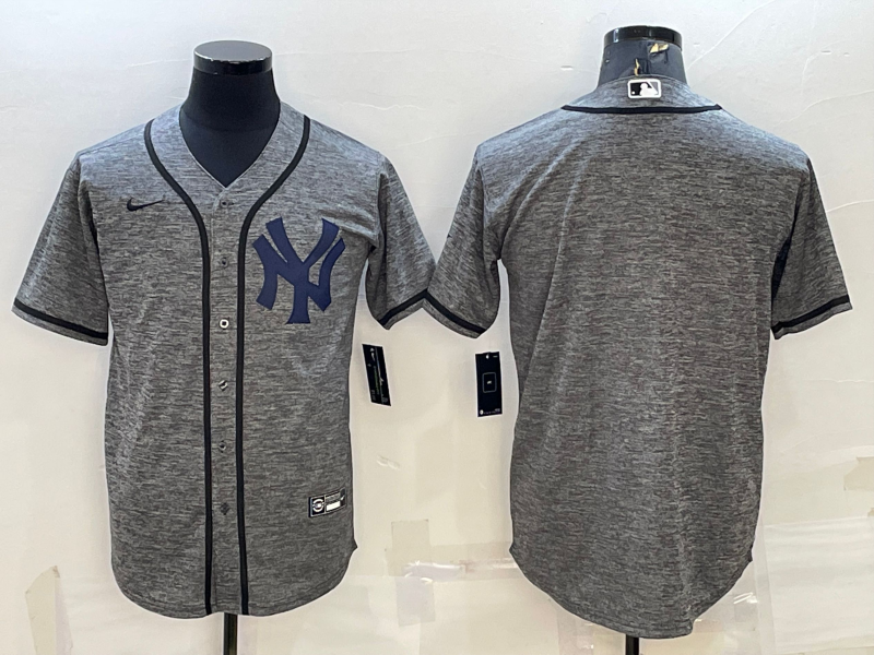 Men's New York Yankees Blank Grey Gridiron Cool Base Stitched Baseball Jersey