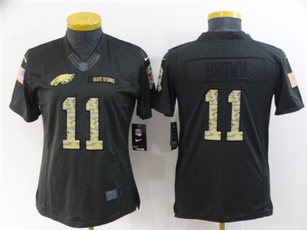 Women's Philadelphia Eagles #11 A. J. Brown Black Salute To Service Stitched Football Jersey(Run Small)