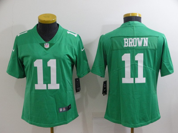 Women's Philadelphia Eagles #11 A. J. Brown Green Vapor Untouchable Limited Stitched Football Jersey(Run Small)