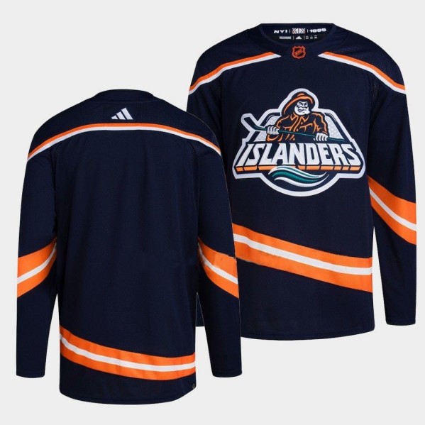 Men's New York Islanders Blank 2022 Navy Reverse Retro 2.0 Stitched Jersey