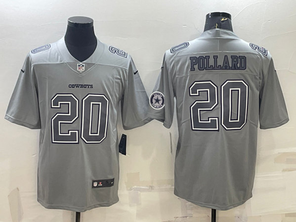 Men's Dallas Cowboys #20 Tony Pollard With Patch Gray Atmosphere Fashion Stitched Jersey