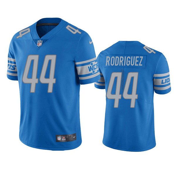 Mens Detroit Lions #44 Malcolm Rodriguez Blue Vapor Untouchable Limited Stitched Jersey