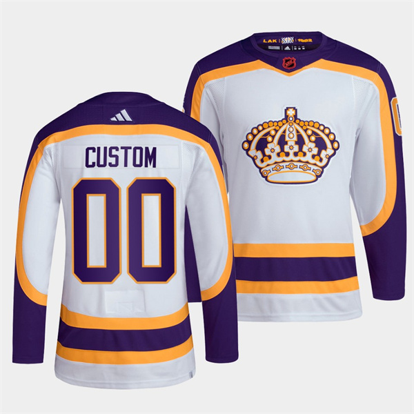 Men's Los Angeles Kings Custom White 2022 Reverse Retro Stitched Jersey