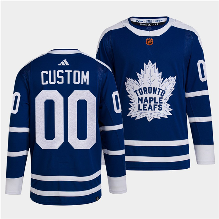 Men's Toronto Maple Leafs Black Custom Blue 2022 Reverse Retro Stitched Jersey