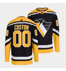 Men's Pittsburgh Penguins Custom Black 2022 Reverse Retro Stitched Jersey