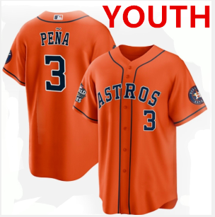 Youth Houston Astros #3 Jeremy Peña Orange 2022 World Series Home Stitched Baseball Jersey