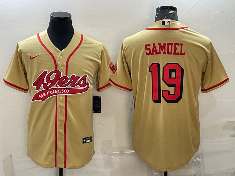 Men's San Francisco 49ers #19 Deebo Samuel Gold Color Rush With Patch Cool Base Stitched Baseball Jersey