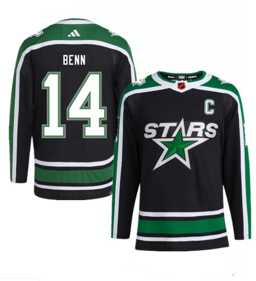 Men's Dallas Stars #14 Jamie Benn Black 2022-23 Reverse Retro Stitched Jersey